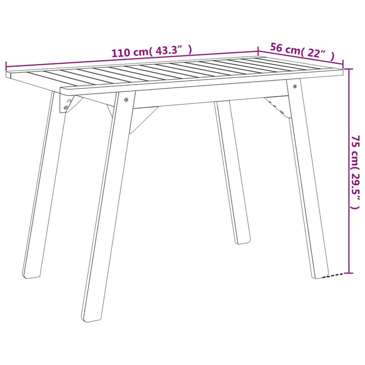 havebord 110x56x75 cm massivt akacietræ