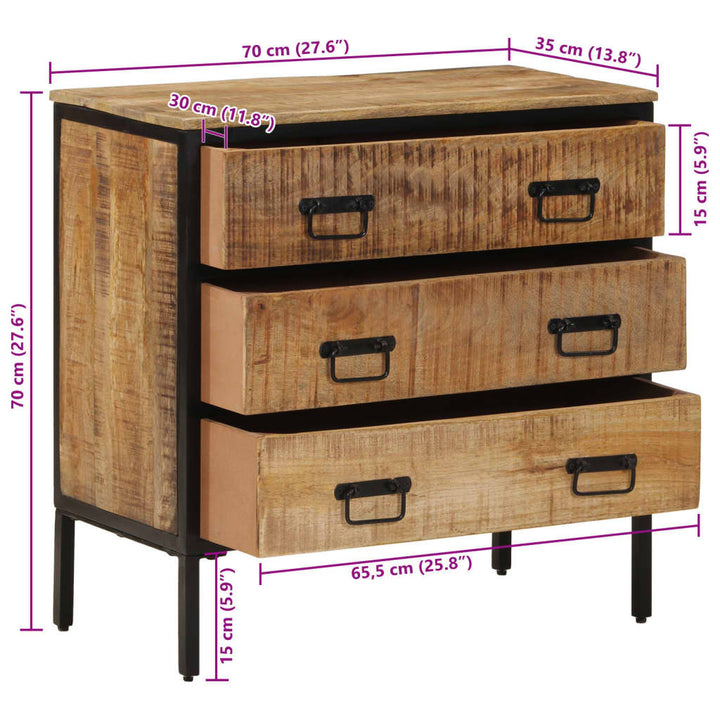 skænk 70x35x70 cm massivt ru mangotræ