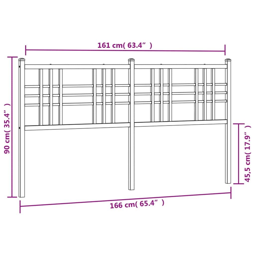 sengegavl 160 cm metal hvid