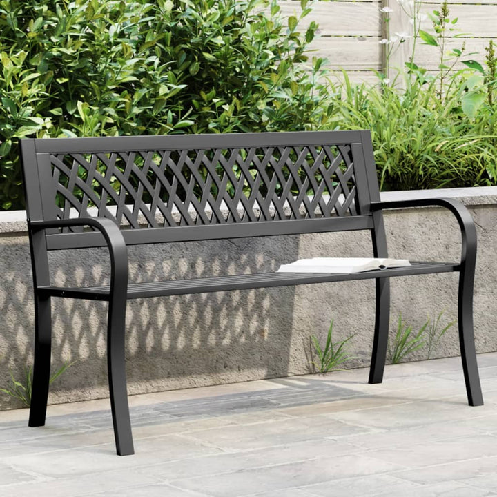 havebænk 120 cm stål sort