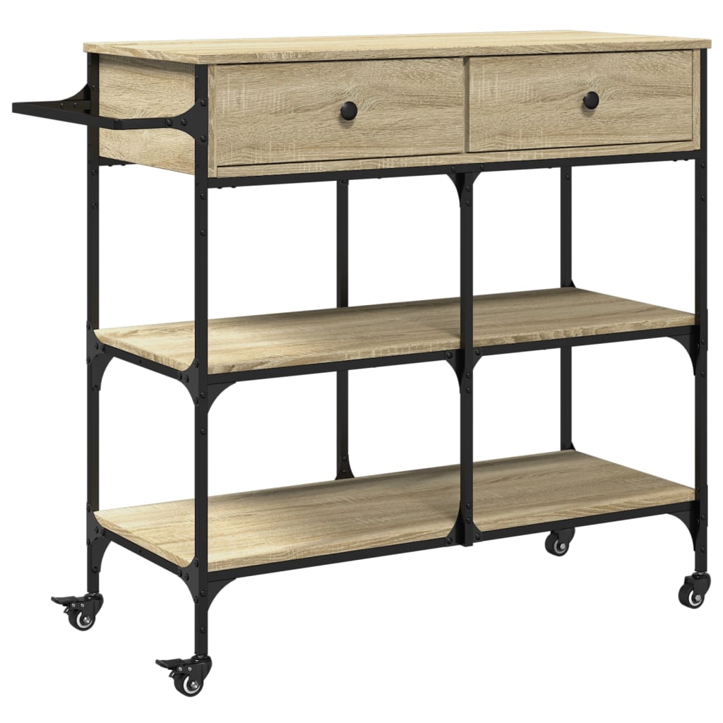 køkkenvogn 105x42x95 cm konstrueret træ sonoma-eg