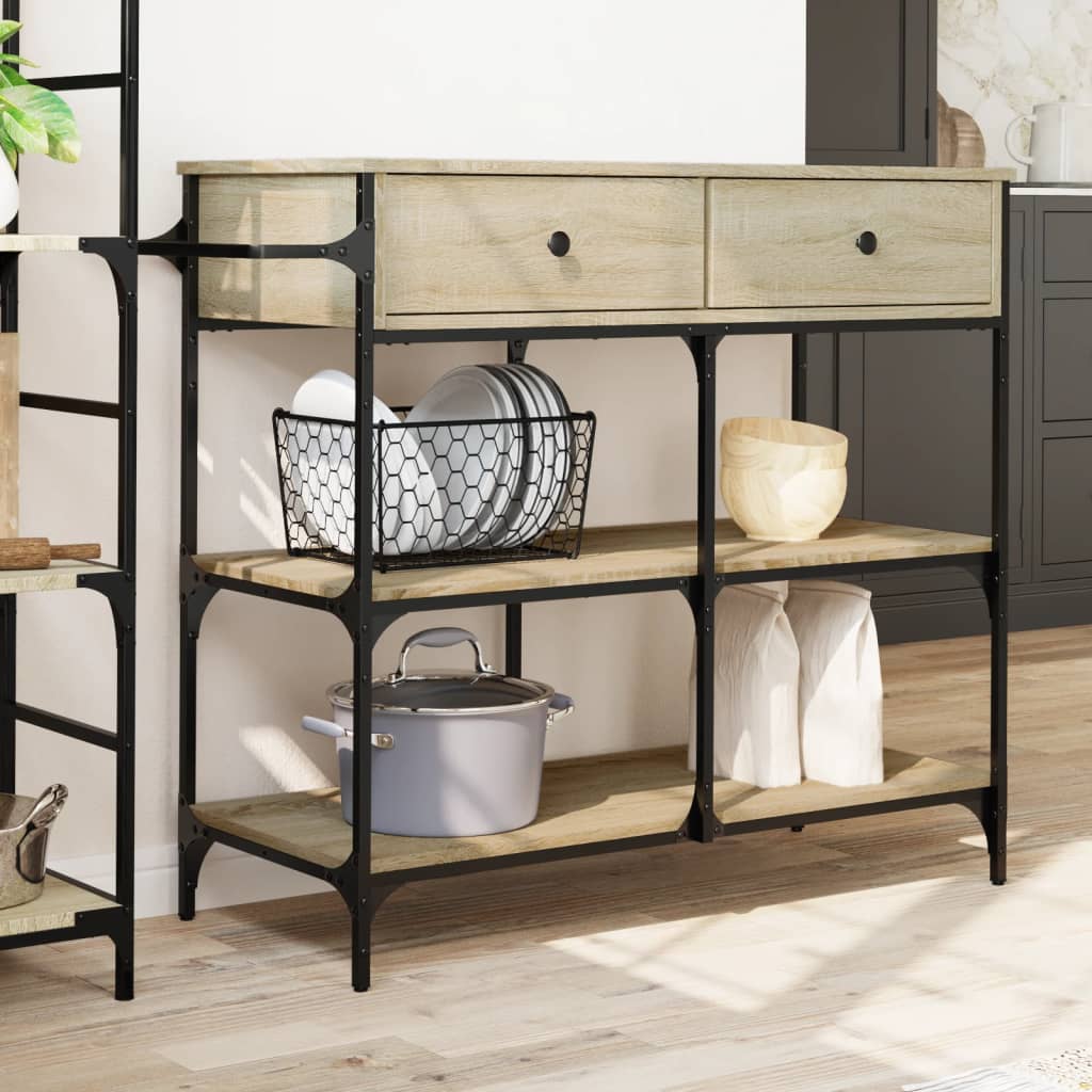 køkkenvogn 105x42x95 cm konstrueret træ sonoma-eg