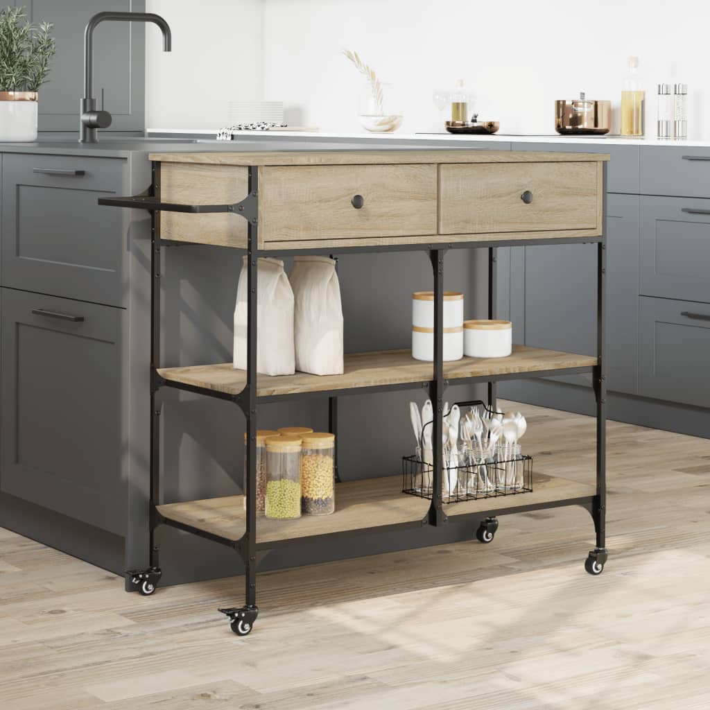 køkkenvogn 105x42x95 cm konstrueret træ sonoma-eg