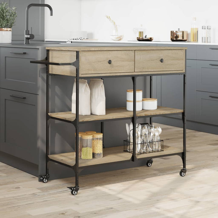 køkkenvogn 105x42x95 cm konstrueret træ sonoma-eg