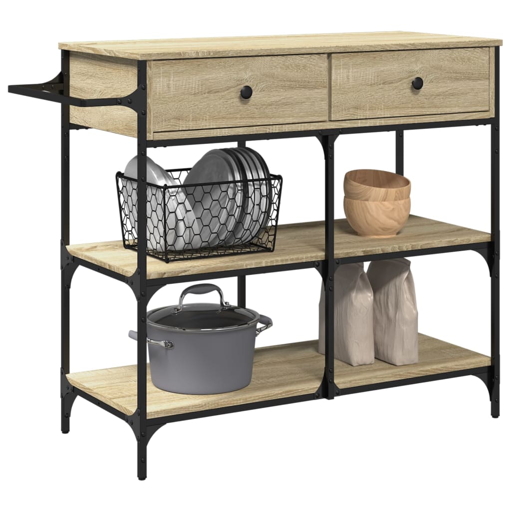 køkkenvogn 105x42x95 cm konstrueret træ sonoma-eg