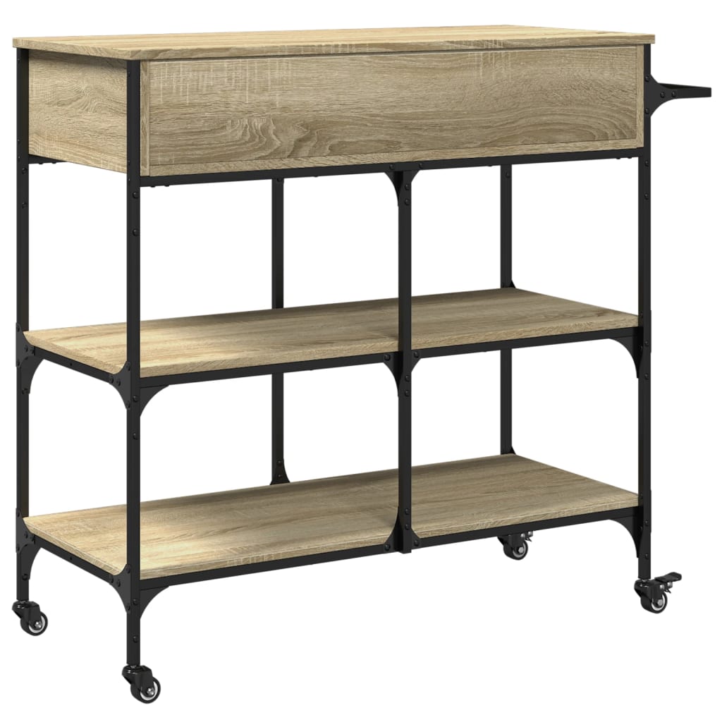 køkkenvogn 105x42x95 cm konstrueret træ sonoma-eg