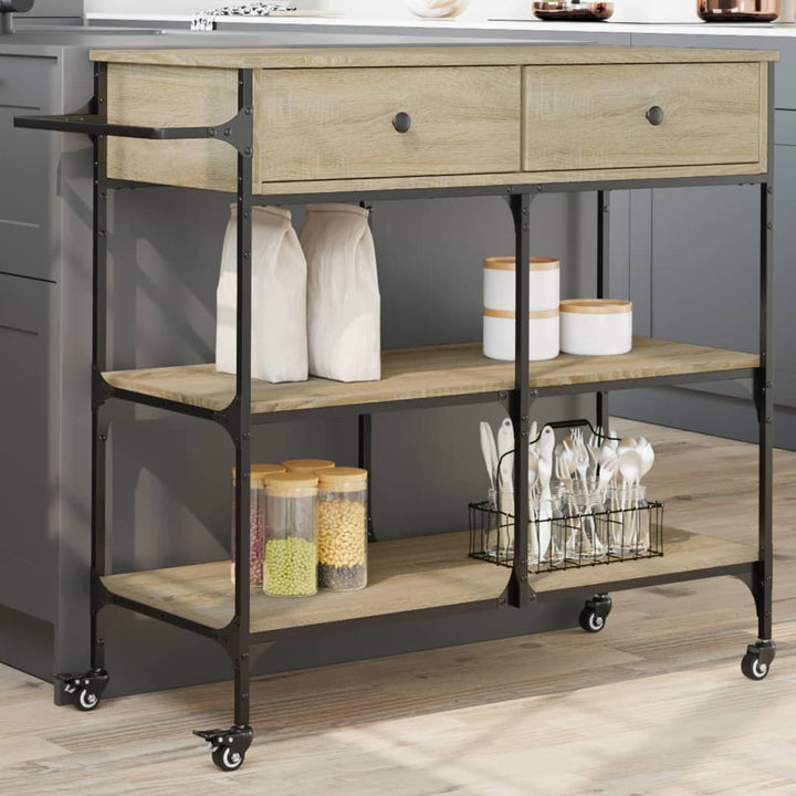 køkkenvogn 105x42x95 cm konstrueret træ sonoma-eg