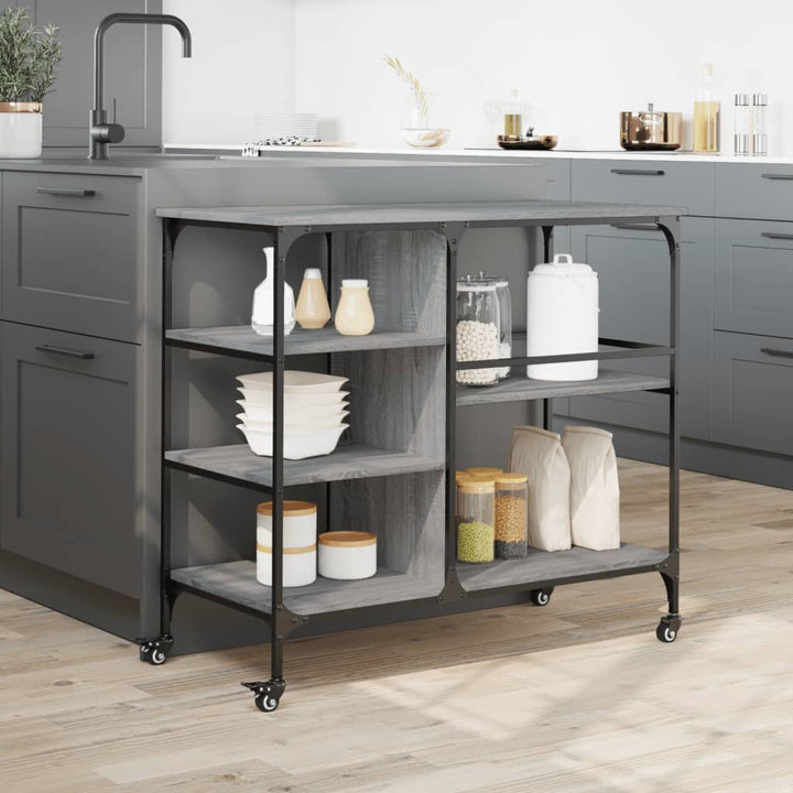 køkkenvogn 100x45x89,5 cm konstrueret træ grå sonoma-eg