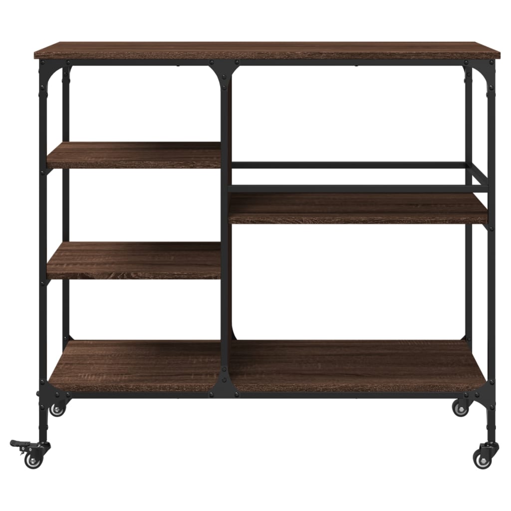 køkkenvogn 100x45x89,5 cm konstrueret træ brun egetræsfarve