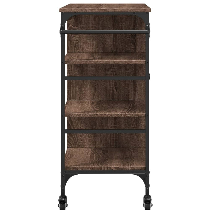 køkkenvogn 87,5x38,5x84,5 cm konstrueret træ brun egetræsfarve