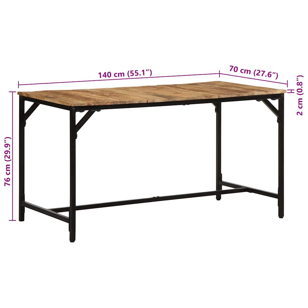 spisebord 140x70x75 cm massivt ru mangotræ