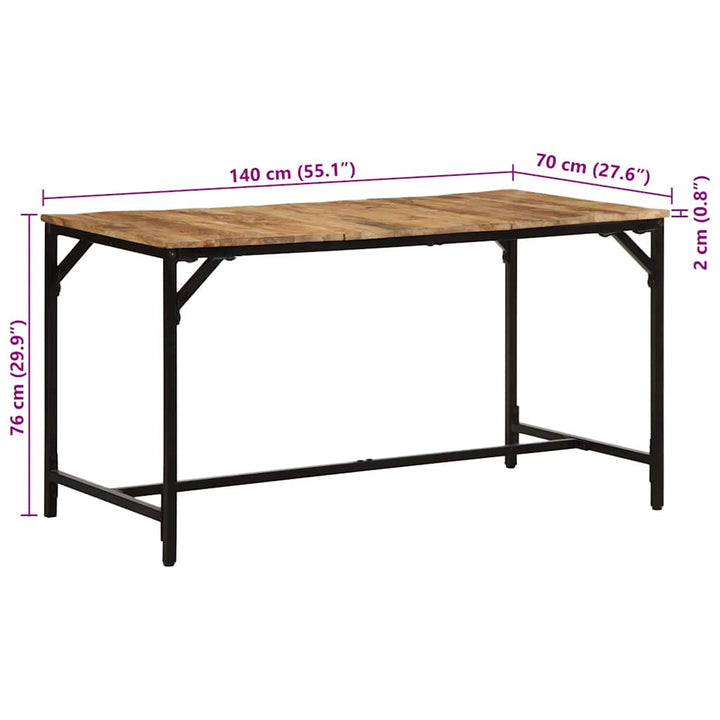 spisebord 140x70x75 cm massivt ru mangotræ
