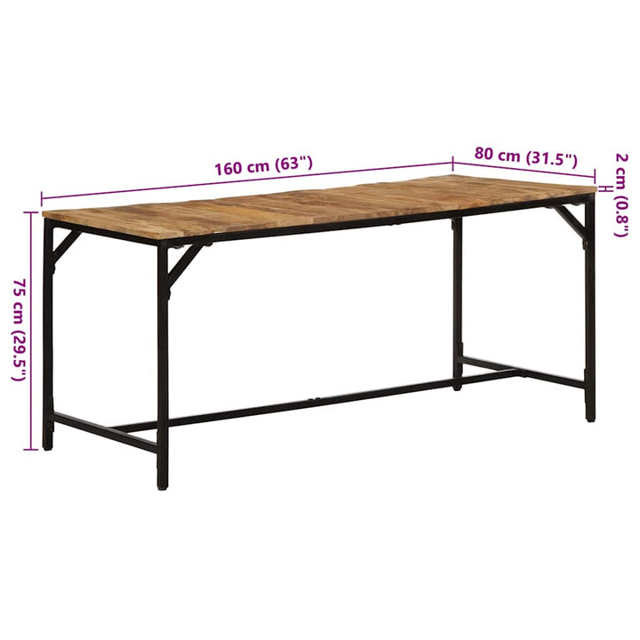 spisebord 160x80x75 cm massivt ru mangotræ