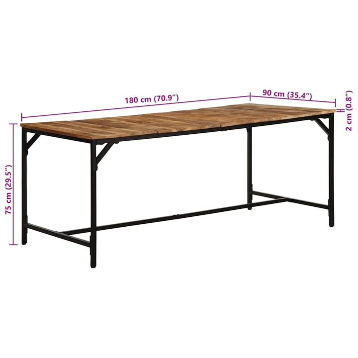 spisebord 180x90x75 cm massivt ru mangotræ