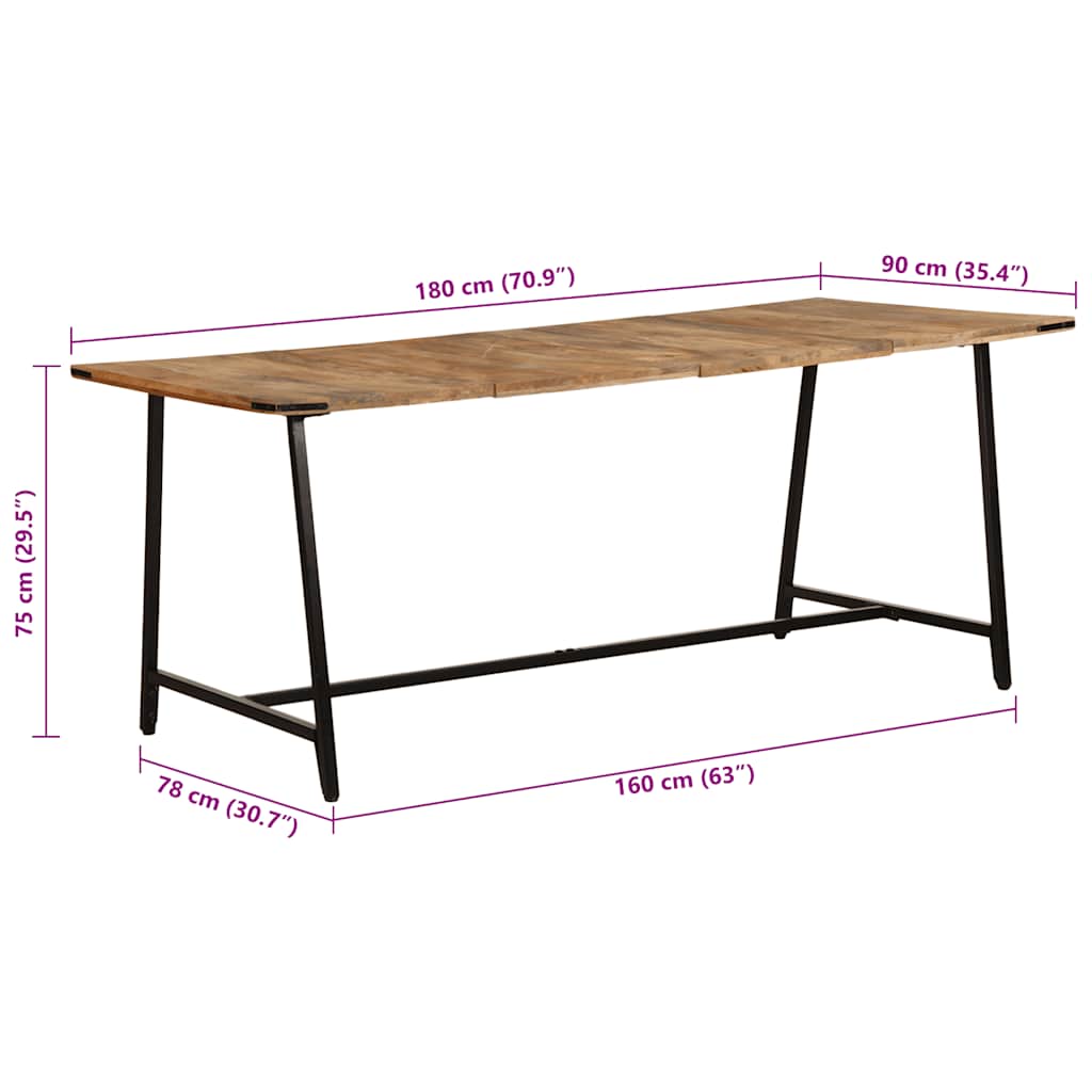 spisebord 180x90x75 cm massivt mangotræ