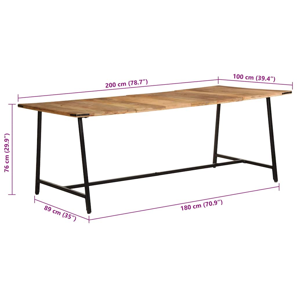 spisebord 200x100x75 cm massivt mangotræ