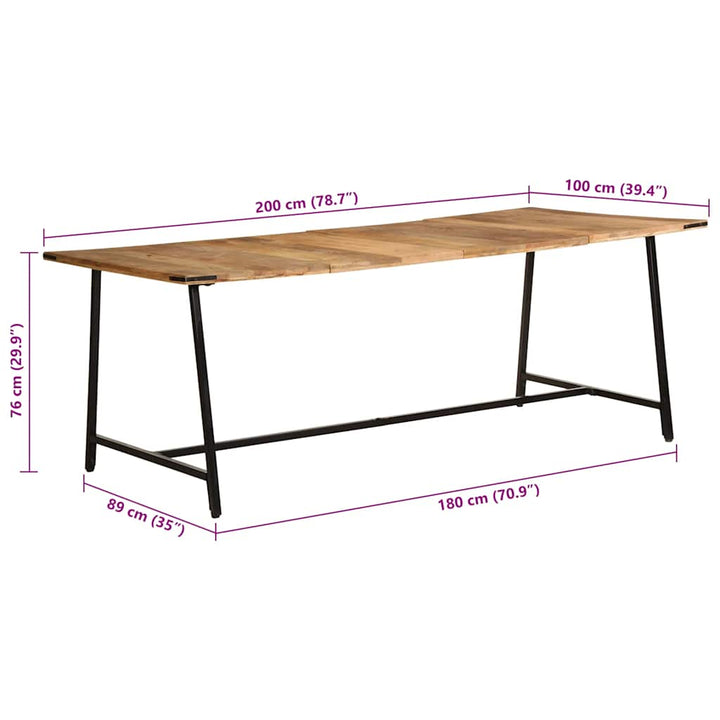 spisebord 200x100x75 cm massivt mangotræ