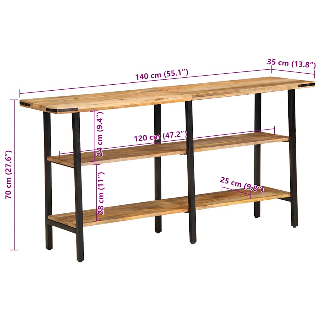 konsolbord 140x35x70 cm massivt mangotræ
