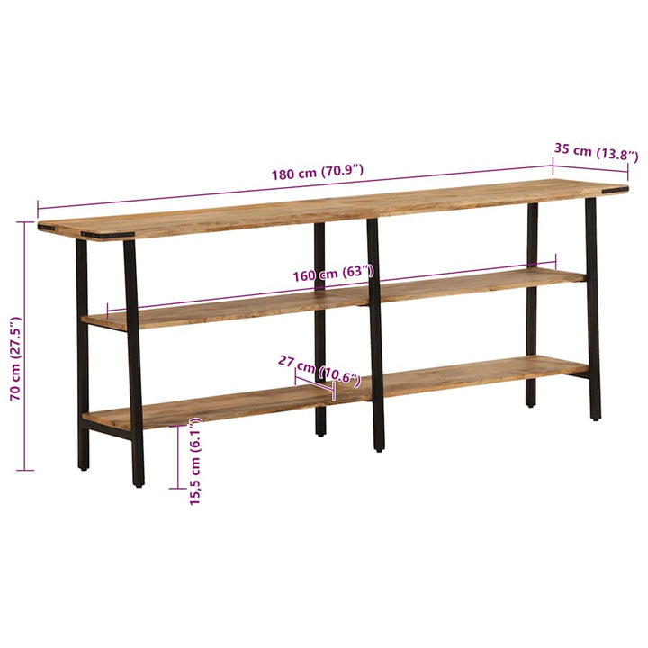 konsolbord 180x35x70 cm massivt mangotræ