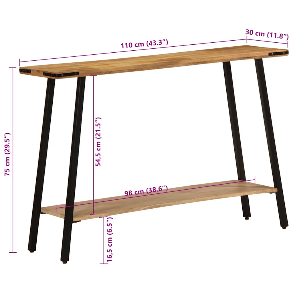 konsolbord 110x30x75 cm massivt mangotræ
