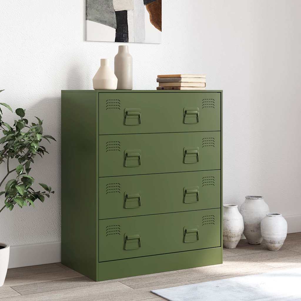 skænk 67x39x73 cm stål olivengrøn
