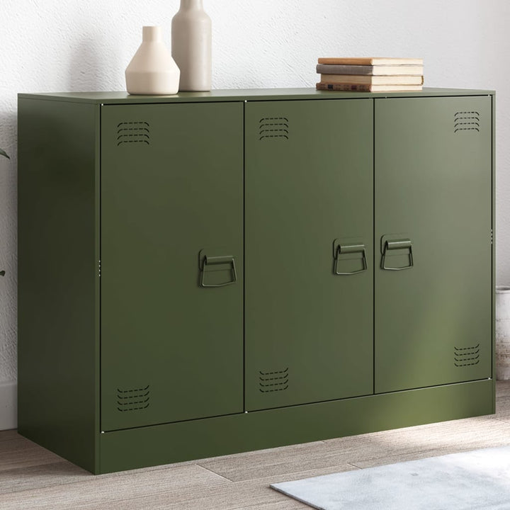 skænk 99x39x73 cm stål olivengrøn