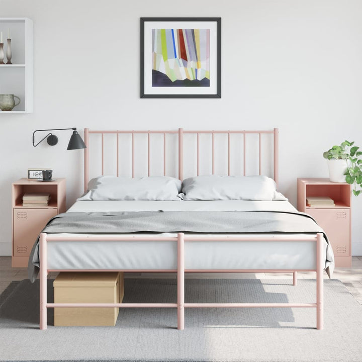 sengeborde 2 stk. 34,5x39x62 cm stål lyserød