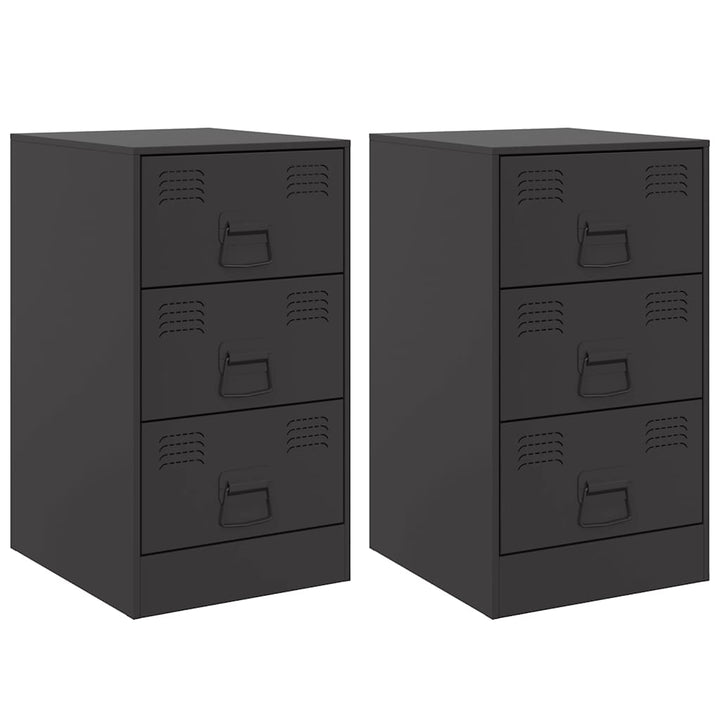 sengeborde 2 stk. 34,5x39x62 cm stål sort