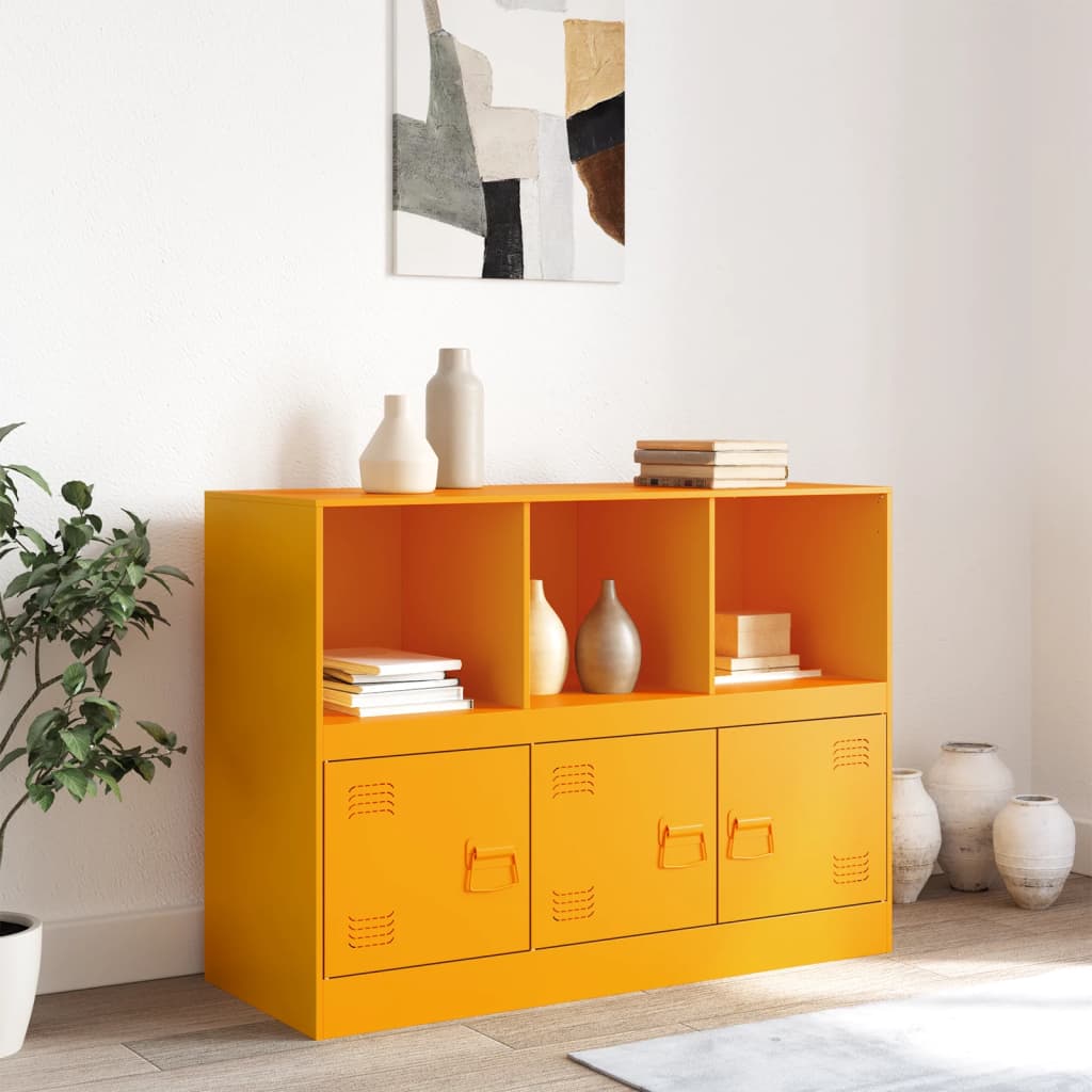skænk 99x39x73 cm stål sennepsgul
