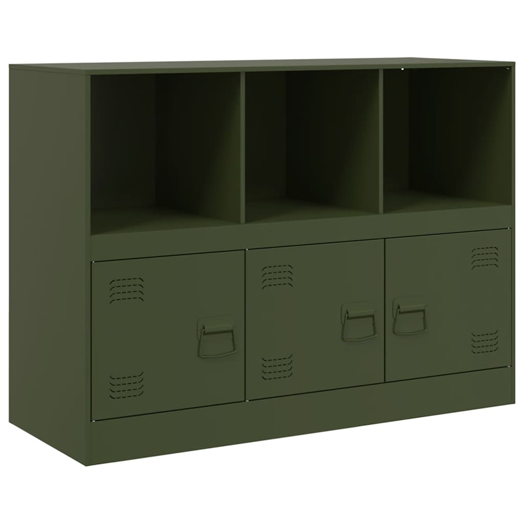 skænk 99x39x73 cm stål olivengrøn