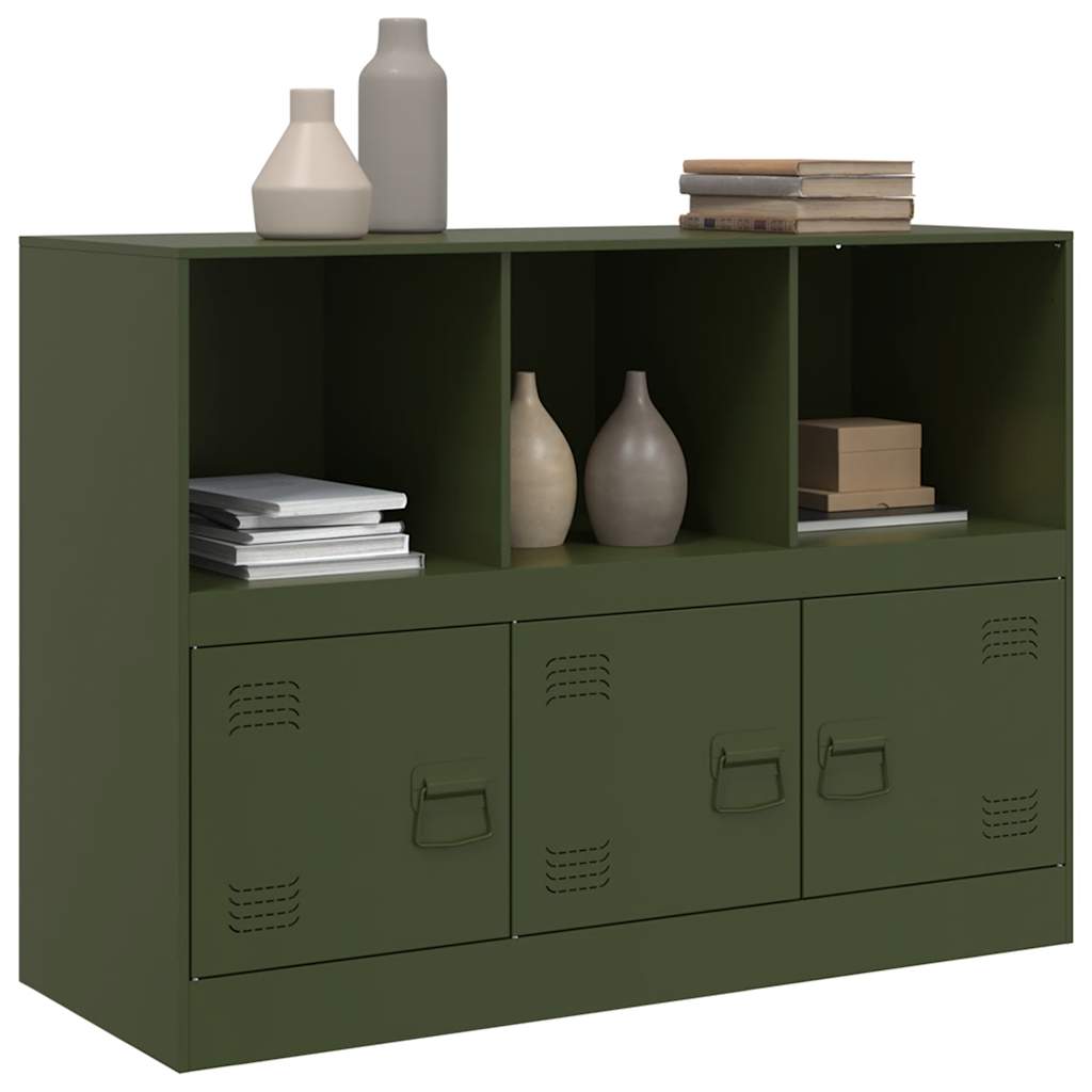 skænk 99x39x73 cm stål olivengrøn