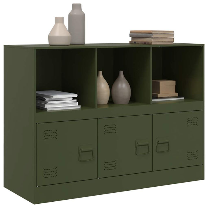 skænk 99x39x73 cm stål olivengrøn