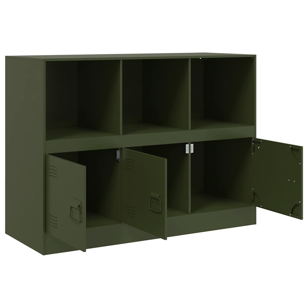 skænk 99x39x73 cm stål olivengrøn