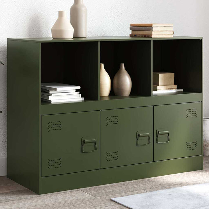 skænk 99x39x73 cm stål olivengrøn