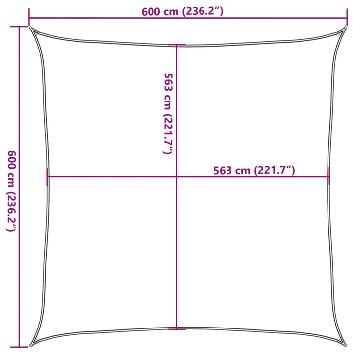 solsejl 6x6 m 100 % polyesterstof sandfarvet