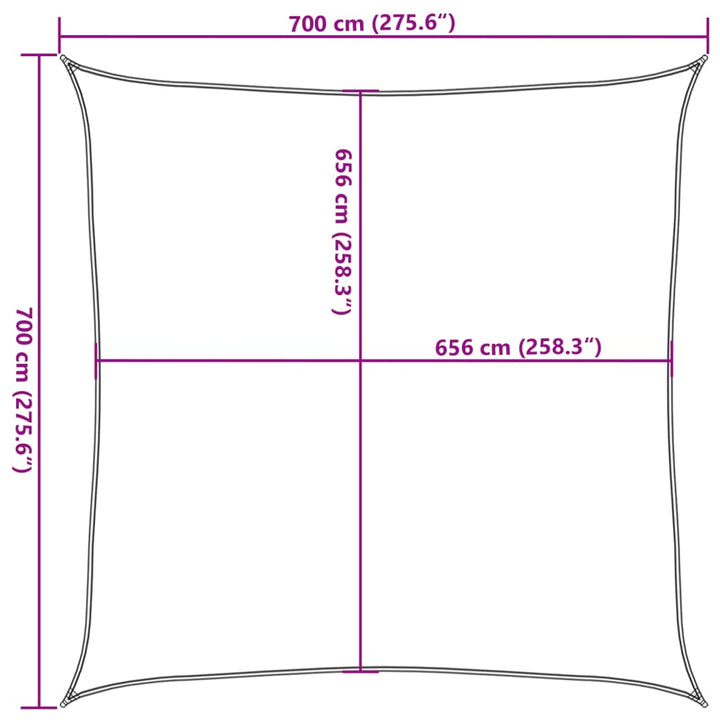 solsejl 7x7 m 100 % polyesterstof sandfarvet
