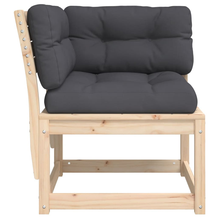 hjørnemodul til havesofa 73x73x78 cm m. hynder massivt fyrretræ