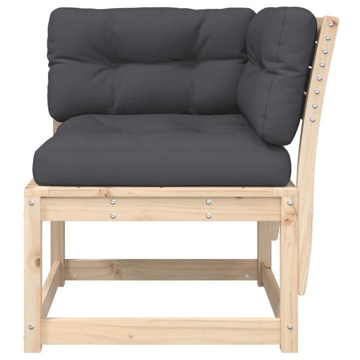 hjørnemodul til havesofa 73x73x78 cm m. hynder massivt fyrretræ