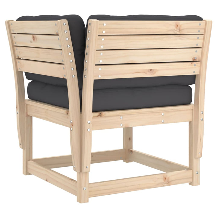 hjørnemodul til havesofa 73x73x78 cm m. hynder massivt fyrretræ