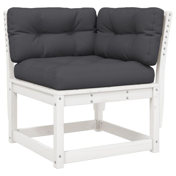 hjørnemodul til havesofa 73x73x78 cm m. hynder massivt fyr hvid