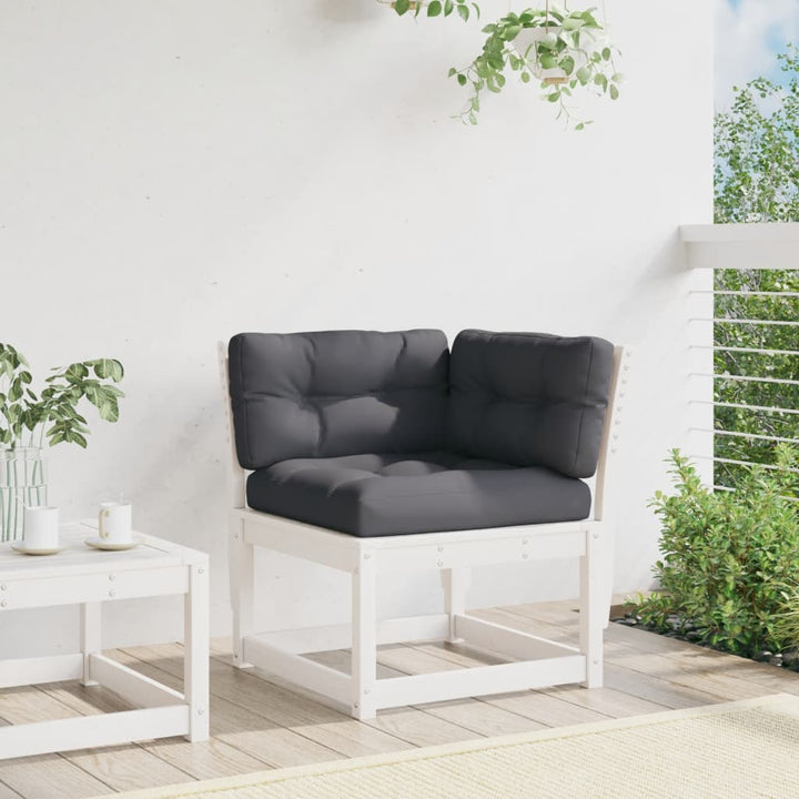 hjørnemodul til havesofa 73x73x78 cm m. hynder massivt fyr hvid