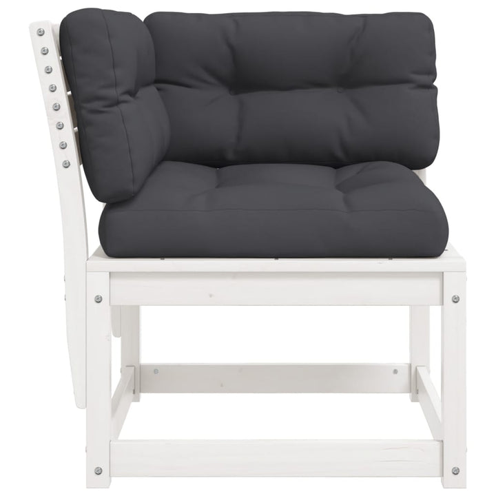 hjørnemodul til havesofa 73x73x78 cm m. hynder massivt fyr hvid