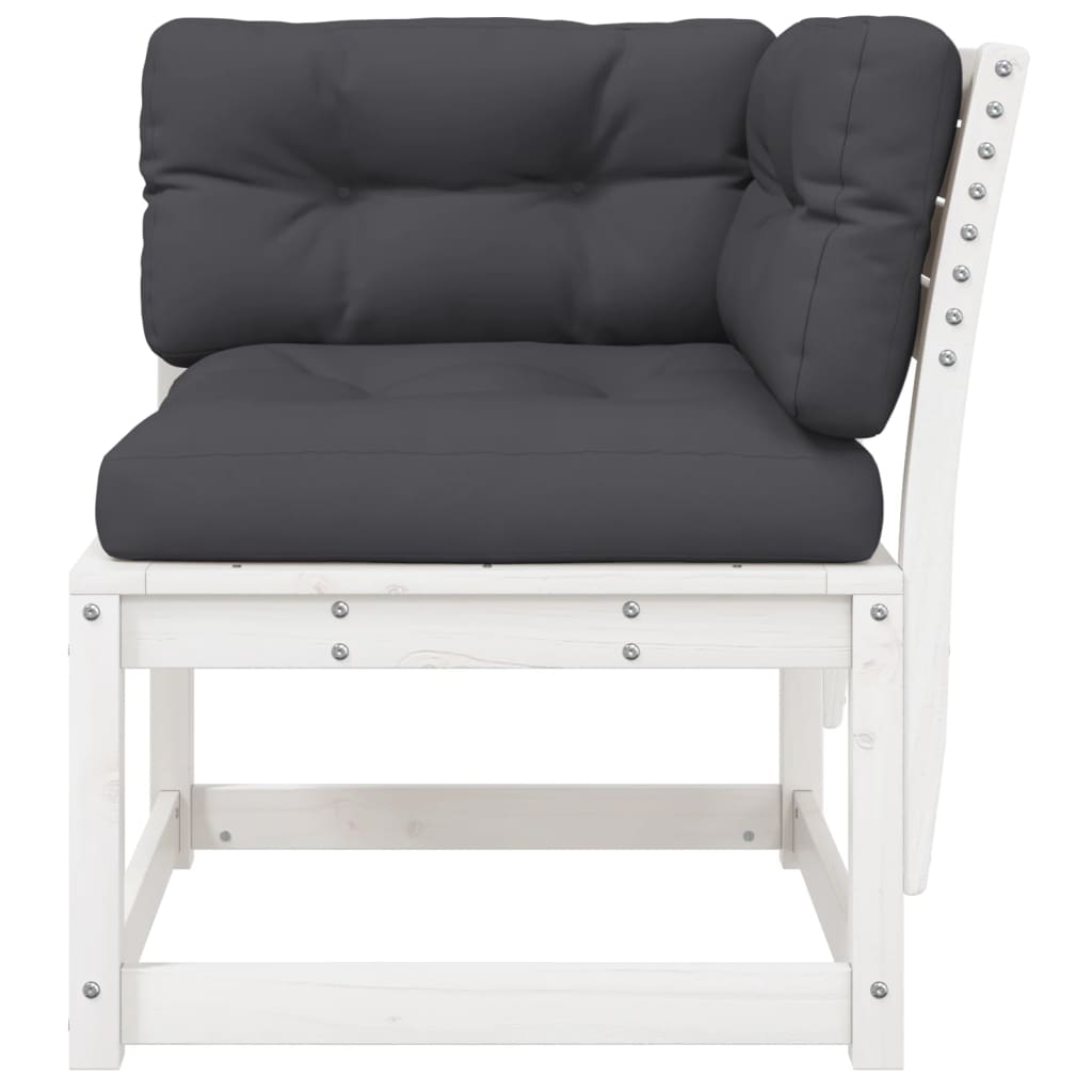 hjørnemodul til havesofa 73x73x78 cm m. hynder massivt fyr hvid