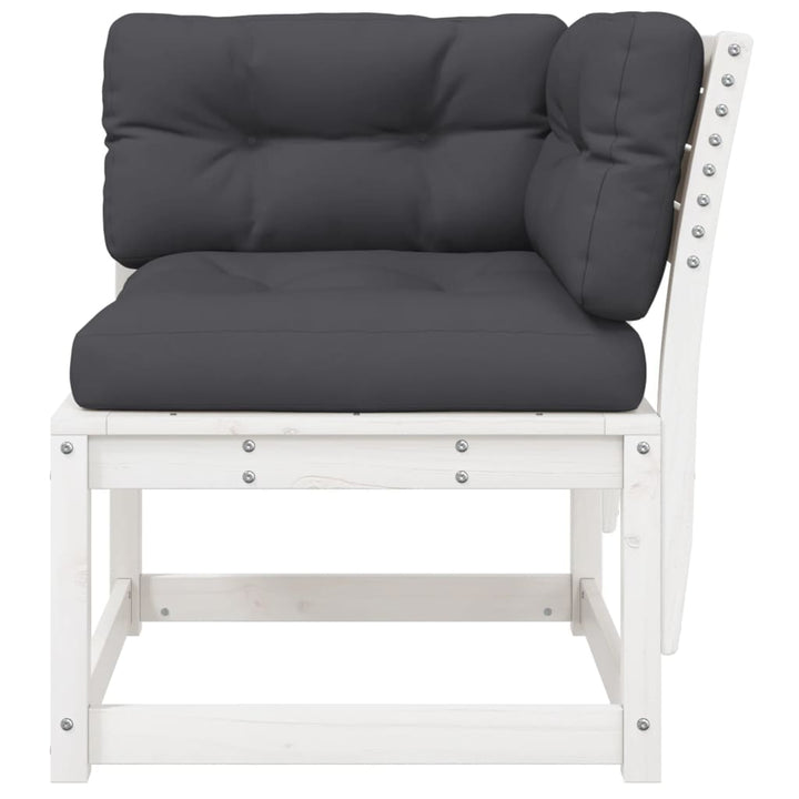 hjørnemodul til havesofa 73x73x78 cm m. hynder massivt fyr hvid