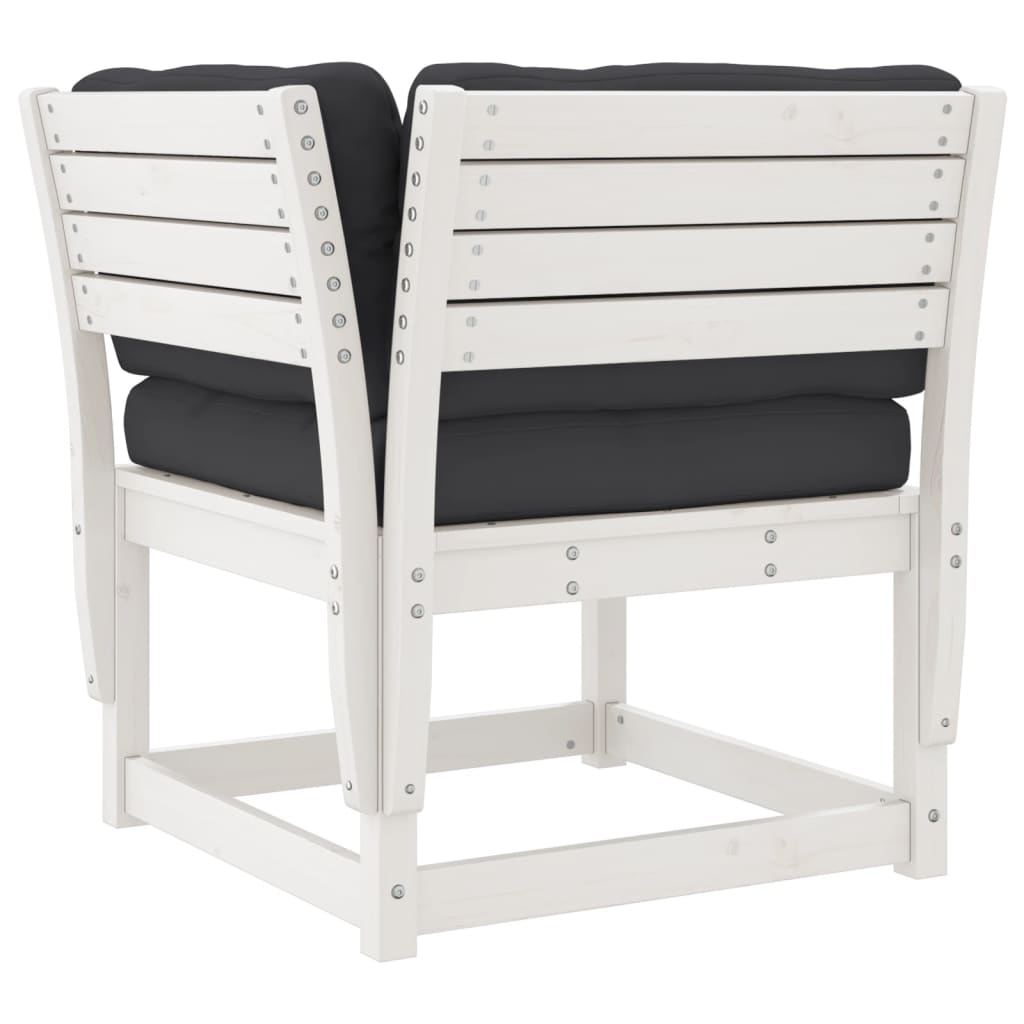 hjørnemodul til havesofa 73x73x78 cm m. hynder massivt fyr hvid