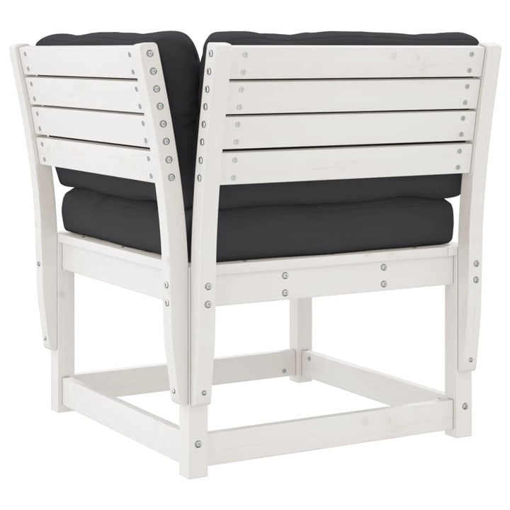 hjørnemodul til havesofa 73x73x78 cm m. hynder massivt fyr hvid