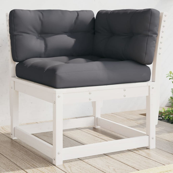 hjørnemodul til havesofa 73x73x78 cm m. hynder massivt fyr hvid