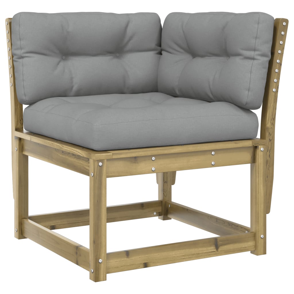 hjørnemodul til sofa 73x73x78 cm m. hynder imprægneret fyrretræ
