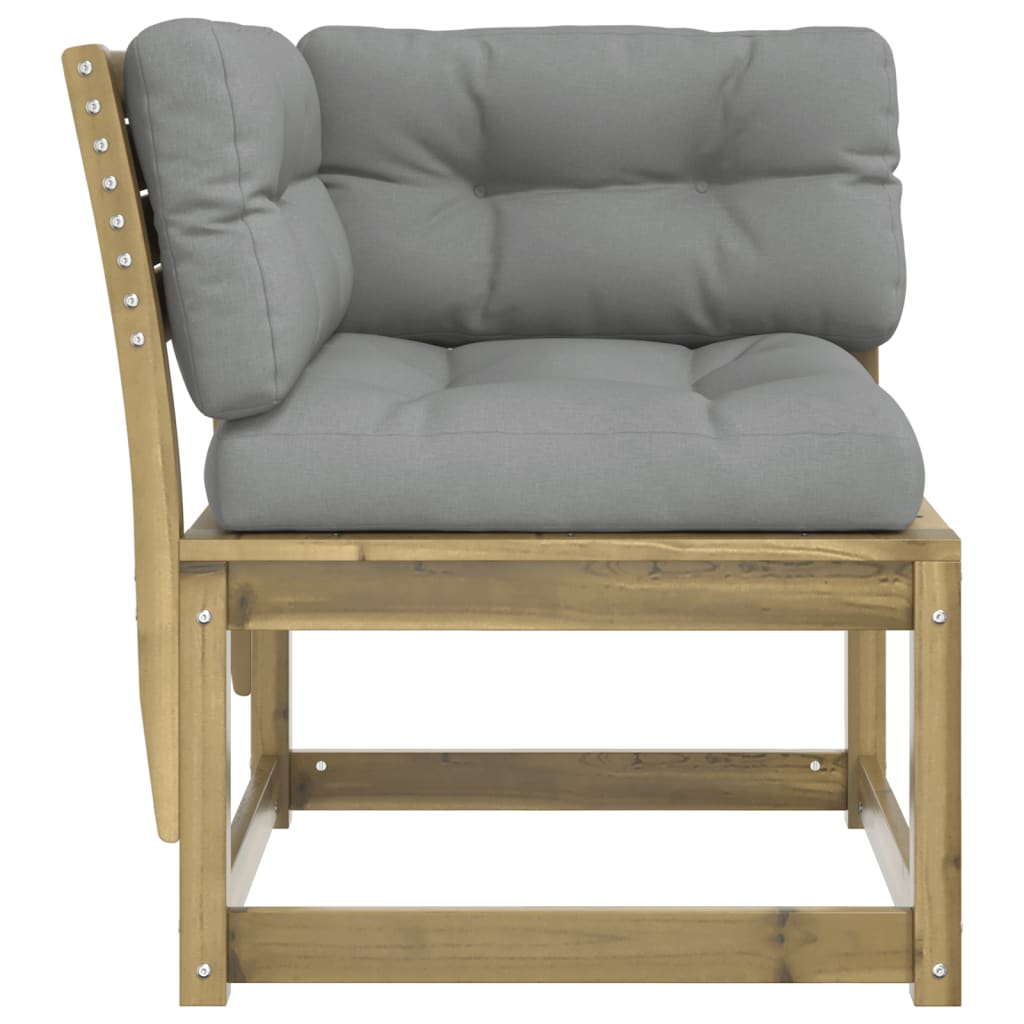 hjørnemodul til sofa 73x73x78 cm m. hynder imprægneret fyrretræ
