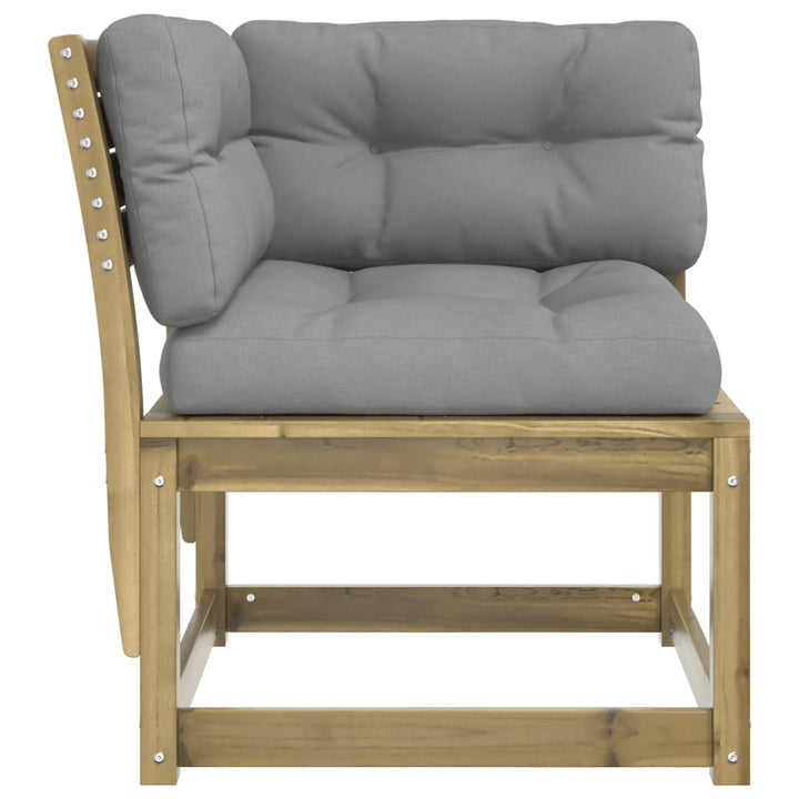 hjørnemodul til sofa 73x73x78 cm m. hynder imprægneret fyrretræ